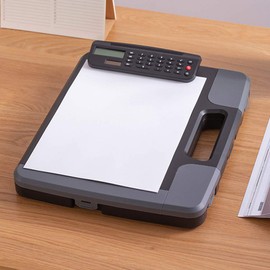 Portable Clipboard Storage Plastic Case for A4 Sizes, Clipboard with Storage & Calculator, Heavy Duty Plastic Clip Board, Large Capacity Letter Size Side Opening Nursing Slimcase with Pen Holder