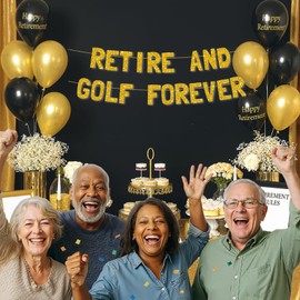 Meowoo Ultimate Retirement Decoration, Proud to Retire Banner, 7.7-Inch Bold Letters and Glittering Gold Sparkle, Easy Assembly for Golf Lovers Celebration