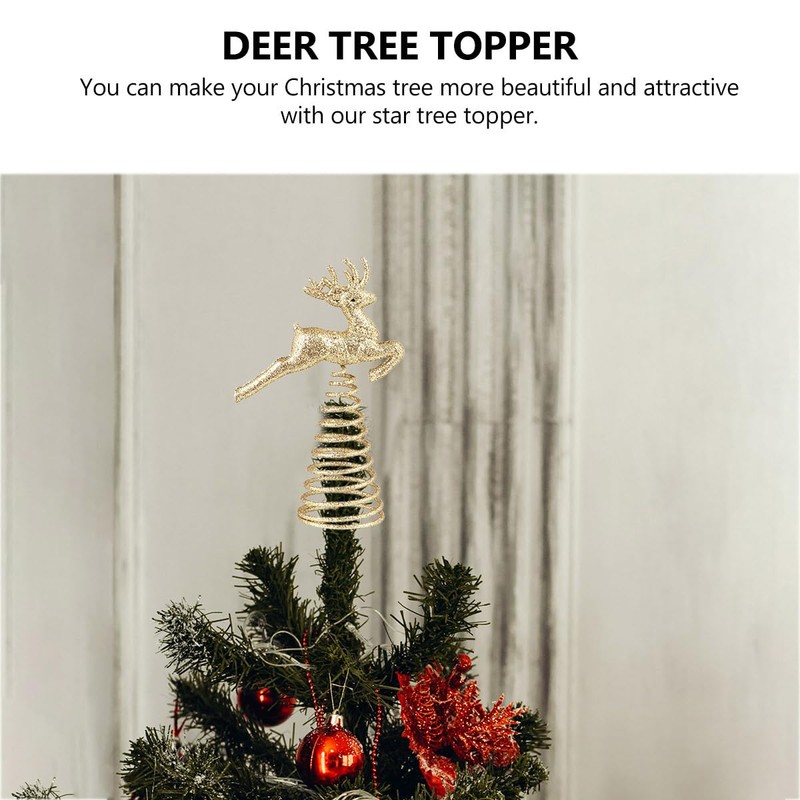 BESPORTBLE Reindeer Tree Topper Gold Tree Topper Glitter Christmas Tree
