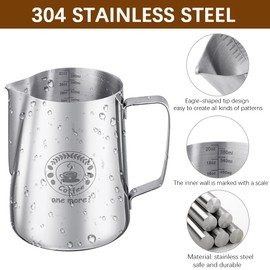 Milk Frothing Pitcher, 32oz Stainless Steel Coffe Steaming Pitcher,Espresso Pitcher with Latte Art Pen for Coffee Milk Cappuccino & Latte