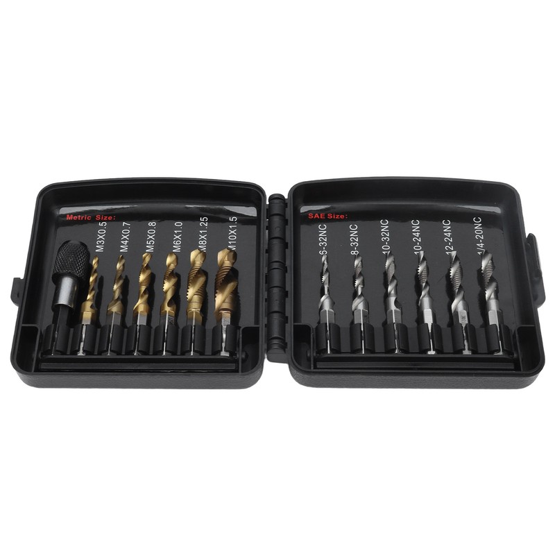 Combined Tap Drill Bit Set HSS Metric Ti Plated System