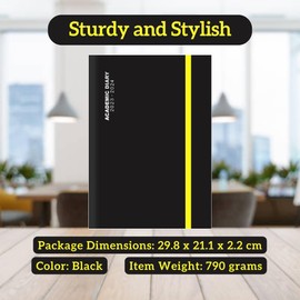 2023-24 A5 Day to View Page Diary Academic Black Case-binding Full Page Daily Diary