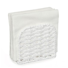 Hosmore Napkin Holder Freestanding, Paper Cord Handwoven, Tabletop Dispenser, Farmhouse Style, for Tables, Restaurants, Picnics (White)