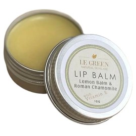 Le Green Lip Balm, Natural Lip Balm, with Beewax & Vitamin E, Lemon Balm & Roman Chamomile, All Natural Ingredients for moisturising, Soothing Dry Chapped Lips,10g (Lemon Balm & Roman Chamomile)