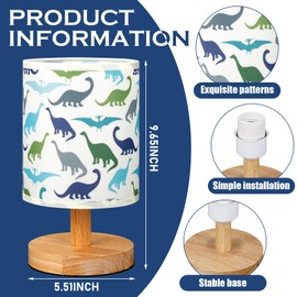 VIHOSE Kids Table Lamp for Bedroom Kids Bedside Lamp with Linen Wooden Nightstand Lamp Cartoon Nursery Lamp Lampshade for Girls Boys Living Room(Forest Animal)