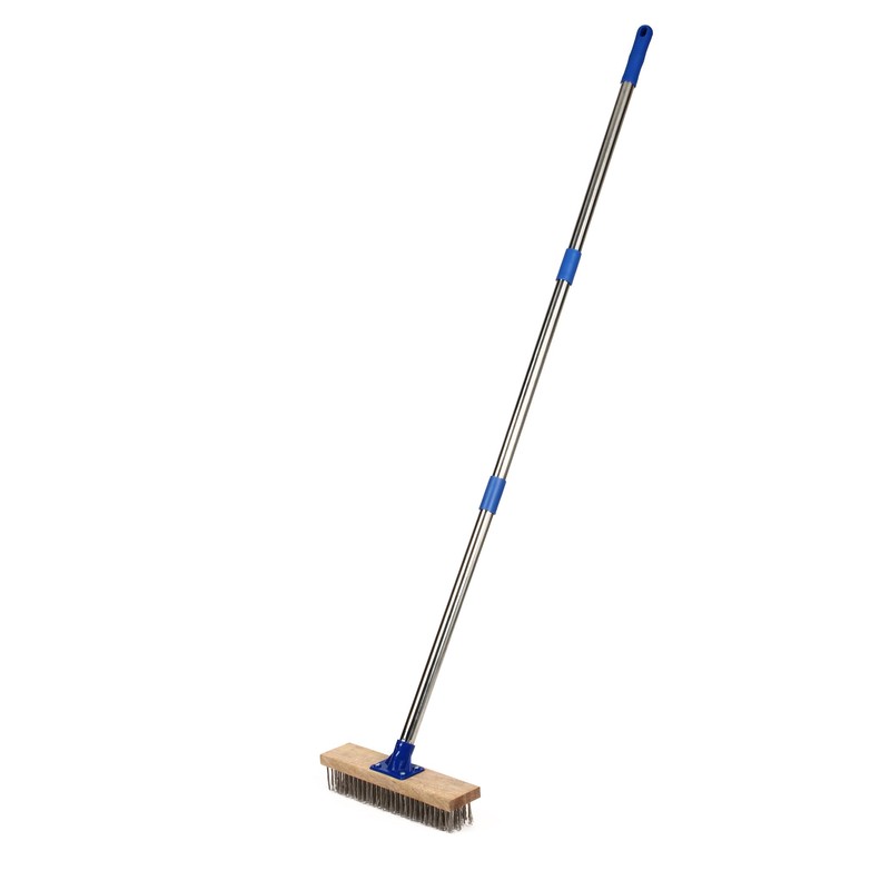 MEIBEI Deck Brush, Stainless Steel Wire with Long Handle 57",