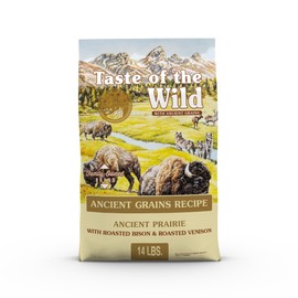 Taste of The Wild with Ancient Grains, Ancient Prairie Canine Recipe with Roasted Bison and Venison Dry Dog Food, Made with High Protein from Real Meat and Guaranteed Nutrients and Probiotics 14lb