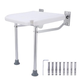 Fafeicy Silla de Ducha Plegable Montada en la Pared, Altura Ajustable de 42 a 53 Cm, Asiento Antideslizante, Banco de Ducha para Personas Mayores Emba