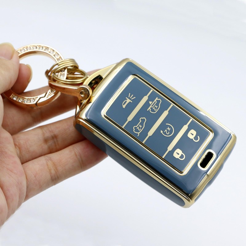 CHQLPBF 2pcs Key Fob Cover with Metal Keychain Compatible with