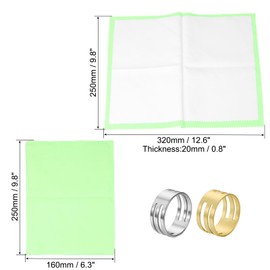 PATIKIL 12.6"x9.8" Jewelry Cleaning Cloth, Polishing Cloth Pure Cotton Cleaning Cloths Double Layer for Gold Silver Coins, Green