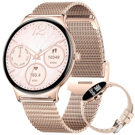 BENYAR SMART 2025 Women's Smartwatch with Phone Function, 1.43 Inch AMOLED Display Smart Watch, IP68 Waterproof, 120+ Sports Modes, Fitness Watch, SpO2/Heart Rate/Sleep Monitor for Android iOS Gold