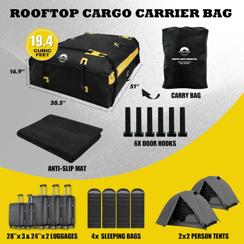 Rooftop Cargo Carrier Vehicle Soft-Shell Carriers, Heavy Duty Car Roof