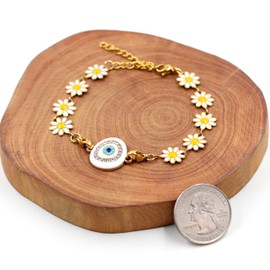 Little Daisy Flower and Different Shapes of Evil Eye Bracelets, Protect Lady' Good Mood, Fashionable and Beautiful Bracelets, Good Friends, Classmates, Mothers, Birthday Jewelry Gifts