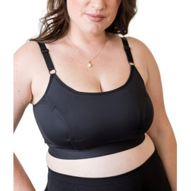 DAVIN & ADLEY Amelia Bralette. Hands Free Pumping Bra | Nursing and Pumping Sports Bra with no Clips, Adjustable. X-Large Black