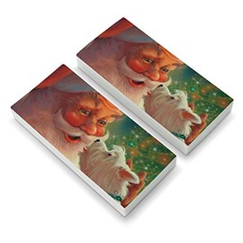 Christmas Holiday Santa Claus with Puppy Eraser Set of 2
