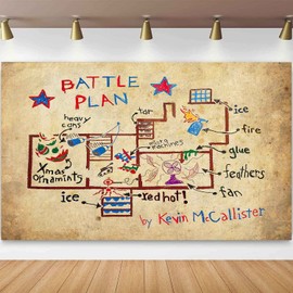 KIKIDOR Kevin Battle Plan Self Drawn Backdrop Vintage Kraft Paper 90s Christmas Children Birthday Party Supplies Classic Christmas Movie Home Wall Decor Portrait Photo Studio Props 9x6ft BJZYKI355