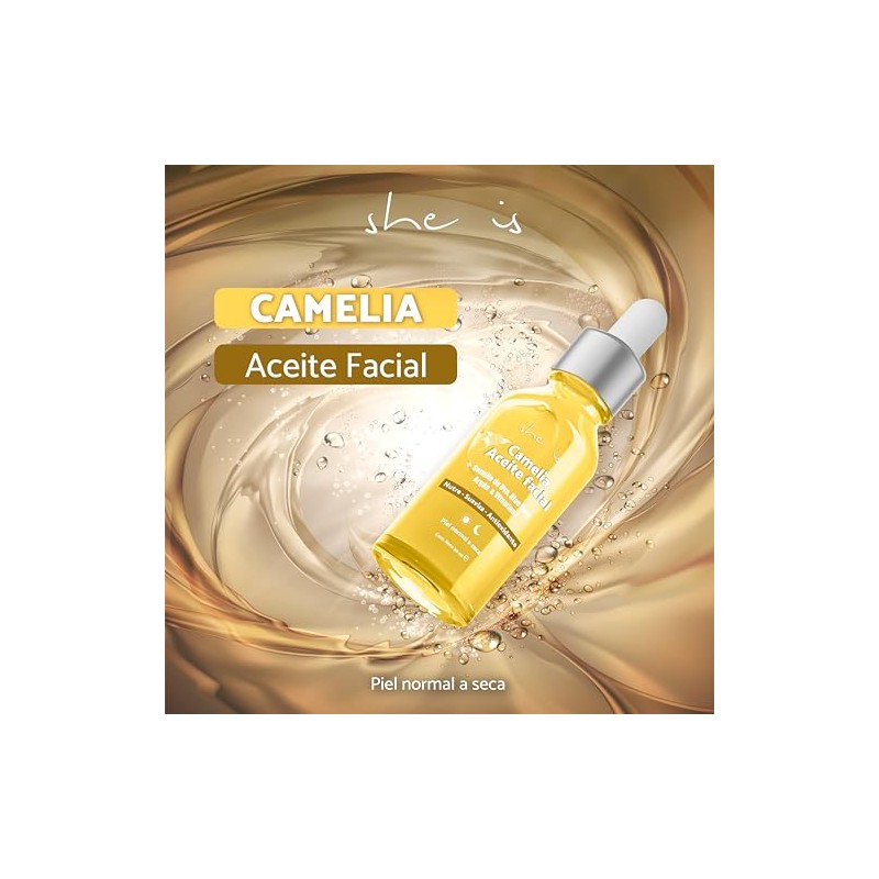 She is skincare Sérum Facial Nutritivo Camelia 6 extractos orgánicos,