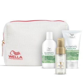 Wella Professionals Elements Travel Kit - Natural Soothing Hair & Scalp Care - Set of 100ml Shampoo, 75ml Hair Mask and 30ml Oil Reflections Hair Oil - Free Cosmetic Bag