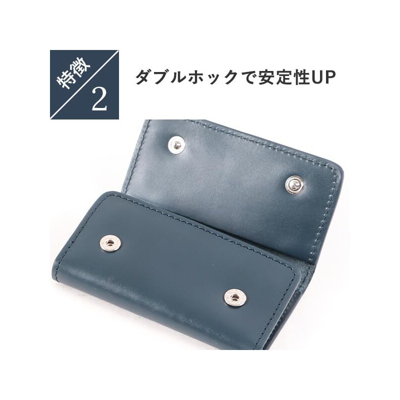 Boosters Key Case, Trifold, 5 Hooks, Smart Key, Genuine Leather,