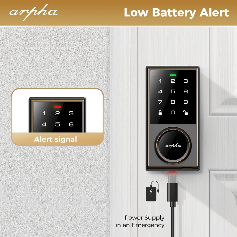 ARPHA Keyless Entry Door Lock 50 Codes AutoLock Keypad Deadbolt