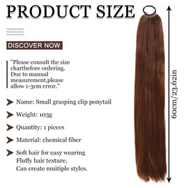YAYNO 1 Stück Zopf Extension Ponytail Langer Glatter Pferdeschwanz Zopf Haarteil Zopf Haarverlängerung Für Damen Mädchen Täglicher Gebrauch Und Spezielle Anlässe, 60 Cm Lang (Braun)