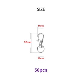 50pcs Swivel Snap Hooks Premium Metal Silver Lobster Claw Trigger Clasps for Lanyard Keychain Rings Bag Purse Tag Jewelry Making DIY Crafts Length 1.26inch(32mm) Inside Width 0.39inch(10mm)
