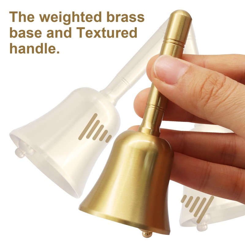 Aoserge Super Loud Solid Brass Hand Call Bell, Gold Finish
