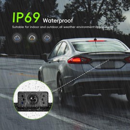 Reversing Camera Kit Waterproof License Plate Rear View Camera with 4.3'' Monitor IR Night Vision DIY Guide Lines for Car Truck RV Van Bus Pickup SUV Trailer Camper Caravan Motorhome (8m Cable)