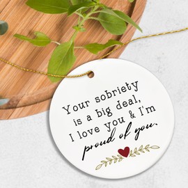 Voatok Sobriety Gifts Ornament, Sobriety Gifts for Men Women, Addiction Recovery Gifts, I Love You Gifts for Him Her, Proud of You Gifts, You Sobriety is a Big Deal Decorative Hanging Ornament