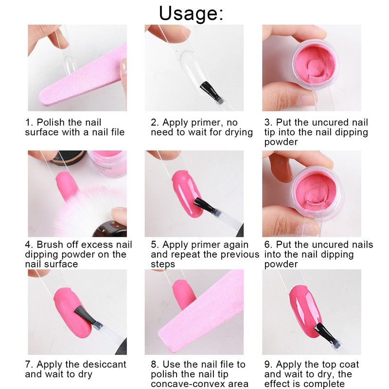 Nail Dipping Powder Set Nail Art Powder Top Base Coat