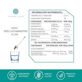 INDIGO LIFE NUTRACEUTICOS Algas Marinas Astaxantina y Fucoxantina de Alta Concentracion 120 ml