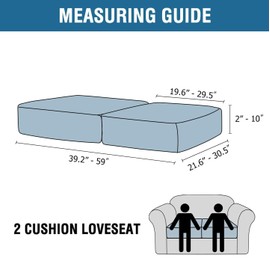 H.VERSAILTEX Velvet Stretch Couch Cushion Cover Plush Cushion Slipcover for Loveseat Cushion Furniture Protector Seat Cushion Sofa Cover (2 Piece Medium Sofa Cushion Covers, Oatmeal)