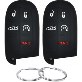REPROTECTING Silicone Rubber Key Fob Cover Compatible with 2011-2021 Chrysler 200 300 Dodge Challenger Charger Dart Durango Journey Fiat 500 L X Jeep Cherokee Compass Grand Renegade (Black Black)