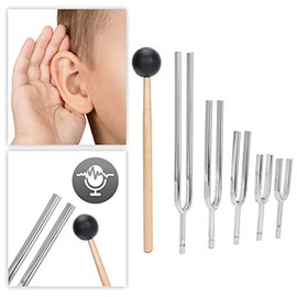 Juego de diapasones 5 piezas 128 Hz 256 Hz 512 Hz 2048 Hz aleación aluminio para musicoterapia terapia sonora curación con martillo afinador vibración frecuencia resonancia armonía equilibrio cuerpo mente sonido puro tono preciso