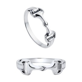 Uniquely Quaint Minimalist Silver Horsebit Ring – Rhodium Plated Brass | Dainty Snaffle Bit Equestrian Jewelry, Hypoallergenic & Stackable. Horse Ring. Western Jewelry. Heritage Style. Size 9