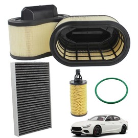 YzusGomumu 4PCS Engine Air Filter + Oil Filter + Cabin Air Filte Compatible with 2014-2022 Maserati Ghibli Levante Quattroporte All Engine Replaces# 670001545 670005021 000311401