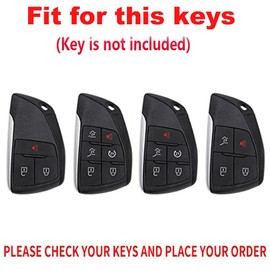 TECART Fit for Buick Key Fob Cover with Keychain Leather Key Case Fit for Buick Avenir Envision Encore Chevy Silverado Suburban Tahoe GMC Yukon Denali Sierra Metal Key Cover Red