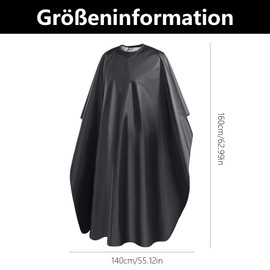 YUGUOLAN Hairdressing Cape Haircut, Hairdresser Cape, Barber Cape, Hairdressing Salon Capes, Adult Hairdressing Cape, Black Waterproof for Salon Hair Cutting Hairdresser (160 cm x 140 cm), black