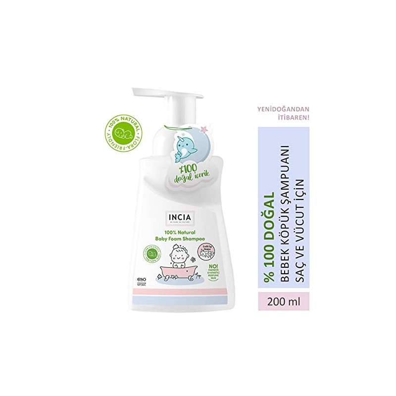 INCIA Baby Natural Hair and Body Foam Shampoo 200 ml