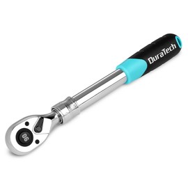 DURATECH 1/2-Inch Drive Extendable Ratchet, 90-Tooth Quick-release Ratchet Wrench with Cushion Handle & Telsecoping Locking Shaft (5 Length Adjustment: 11-4/5" to 17"), Reversible, Chrome Alloy Made