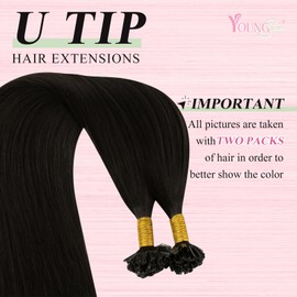 YoungSee U Tip Hair Extensions Darkest Brown 16Inch U Tips Hair Extensions Real Human Hair Darkest Brown Hair Extensions U Tip Keratin Hair Extensions Brown K Tips Hair Extensions Real Gair 1G/S 50G