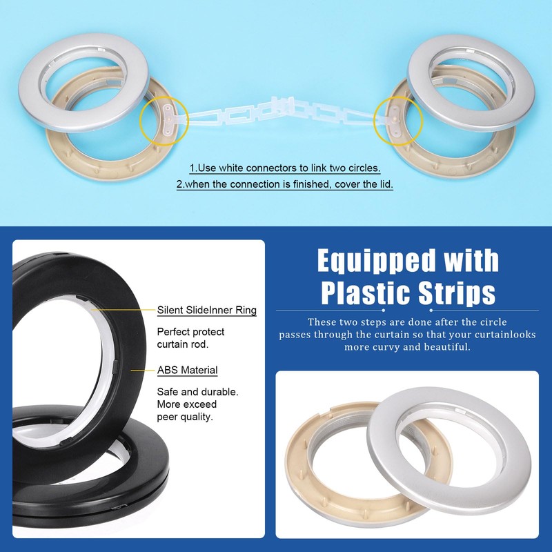 Glarks 20 Sets 1-5/8" (42mm) ID Curtain Grommets Plastic Grommet
