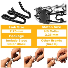 (5 Pack) Stainless Steel Dog Collar Extra Links Designed for 2.25mmH-S Collar Links, Black