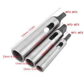 Yosoo 3PCS MT1-MT2 MT-2-MT3 MT3-MT4 Adaptador cónico Morse Reducción del portabrocas Manguito de Mandril Manguito de Cabeza Plana Manguito de Mango cónico para Pieza de fresado de Torno