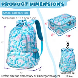 BLUEFAIRY Girls Backpack with Lunch Box for Kids Primary Elemenatry School Bag Set Middle School Bookbags Set for Teens Childs Back to School Gifts 2 Pcs Blue