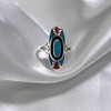 Southwestern Style Turquoise & Coral Gemstone 925 Sterling Silver Ring
