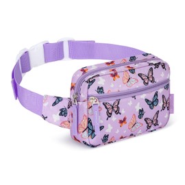 WOOMADA Fanny Pack, Crossbody Bag Waist Bag with Adjustable Waistband, Cute Belt Bag for Gifts(Purple Butterfly)