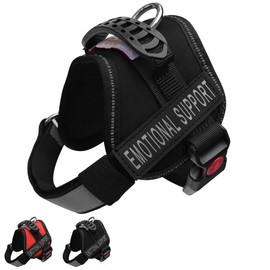 ALBCORP Emotional Support Dog Vest – Reflective Harness - Woven Nylon, Comfy Mesh Padding - Sizes from XXS to XL – Emotional Support Dog Patches Included. Black, XXS