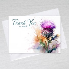 Thank You Card Pack with Envelopes/Thankyou Notes A6 Non-folded Thank You so much Postcards Birthday, Wedding, Business Thank You Cards: Scottish Thistle Thank You Cards (Pack of 20 with Envelopes)
