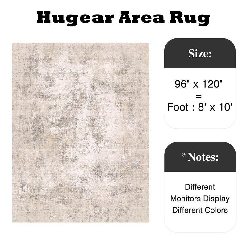 HUGEAR 8x10 Beige Modern Abstract Washable Area Rug for Living